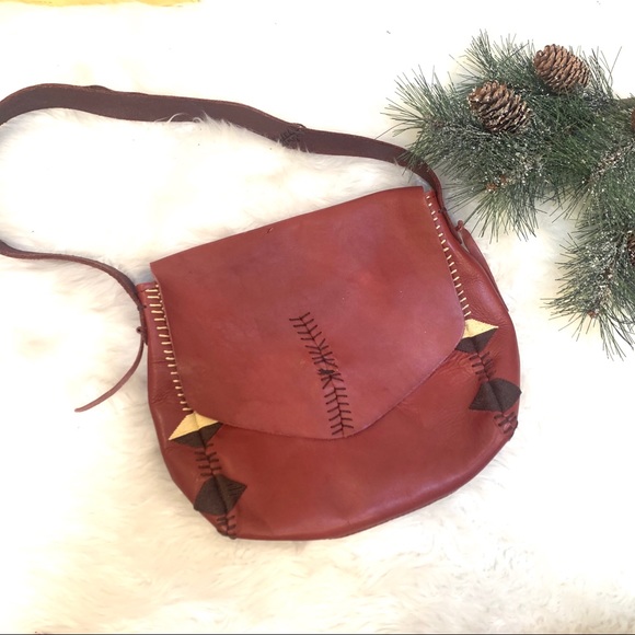 Lucky Brand Handbags - Lucky Brand Red Boho Leather Shoulder Bag